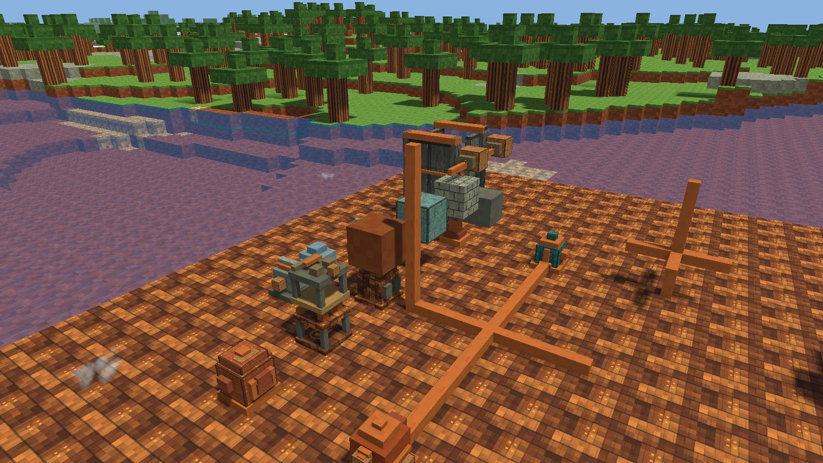 Base voxel do Steam Colony com máquinas e tubulações de vapor